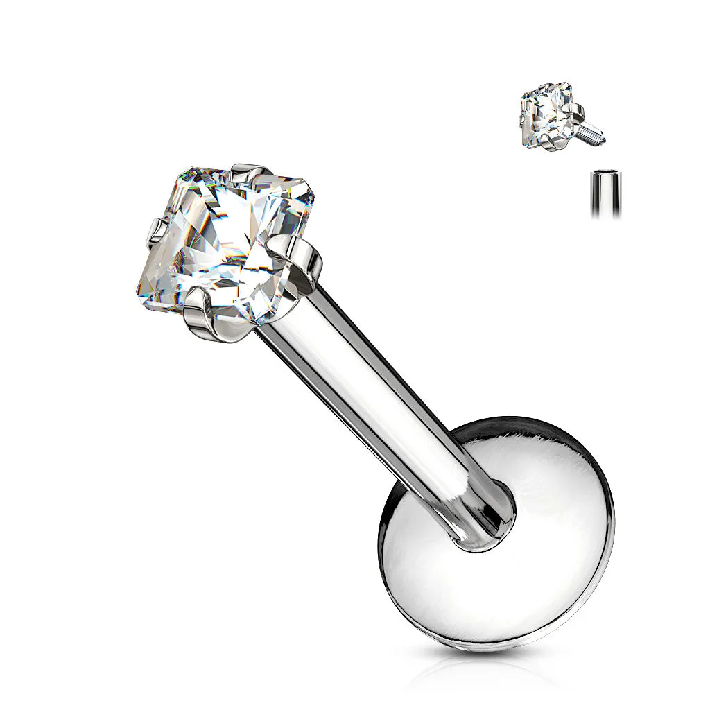 Square Gemstone Stud