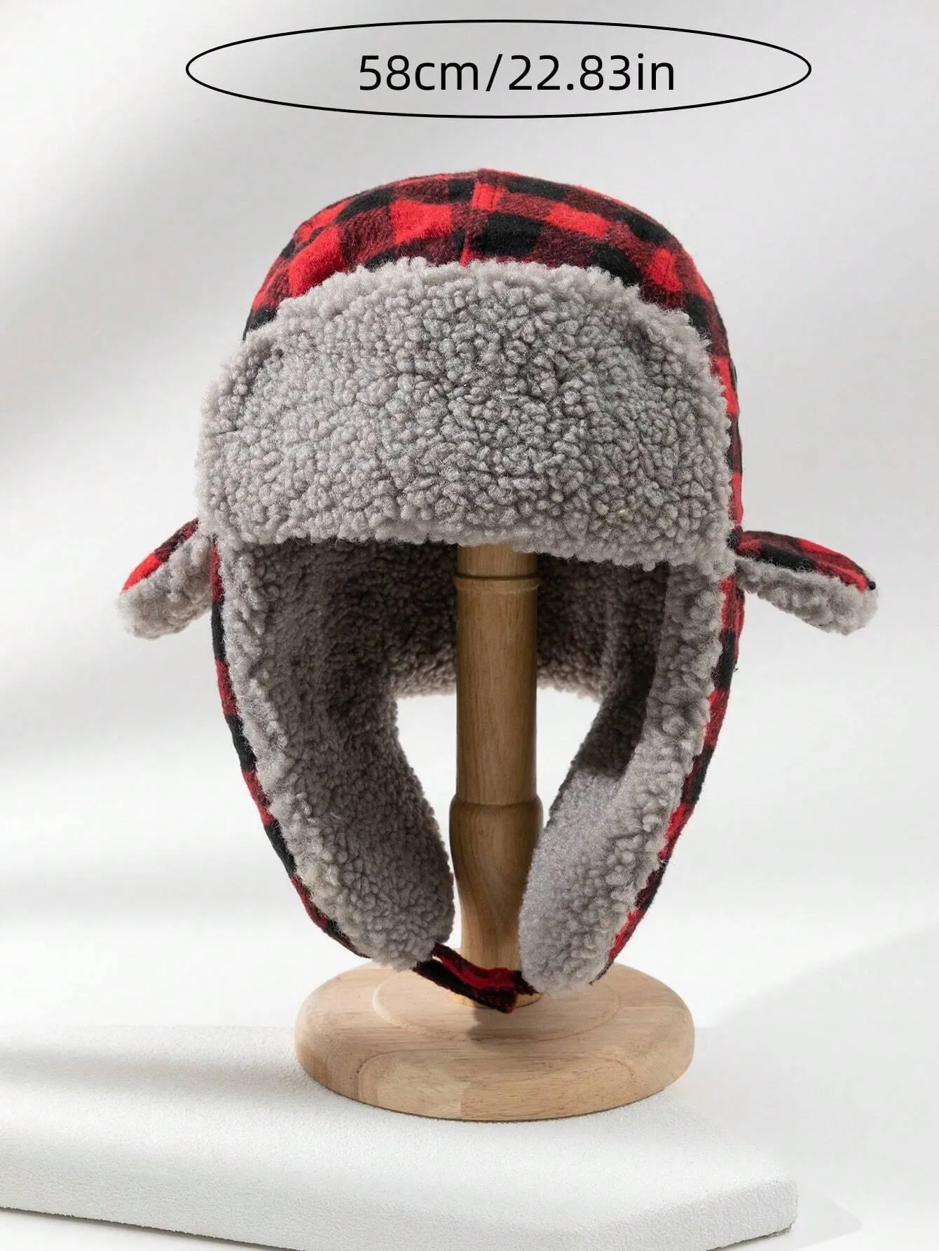 Super Cozy Checkered Red And Black Hat With Ear Flaps