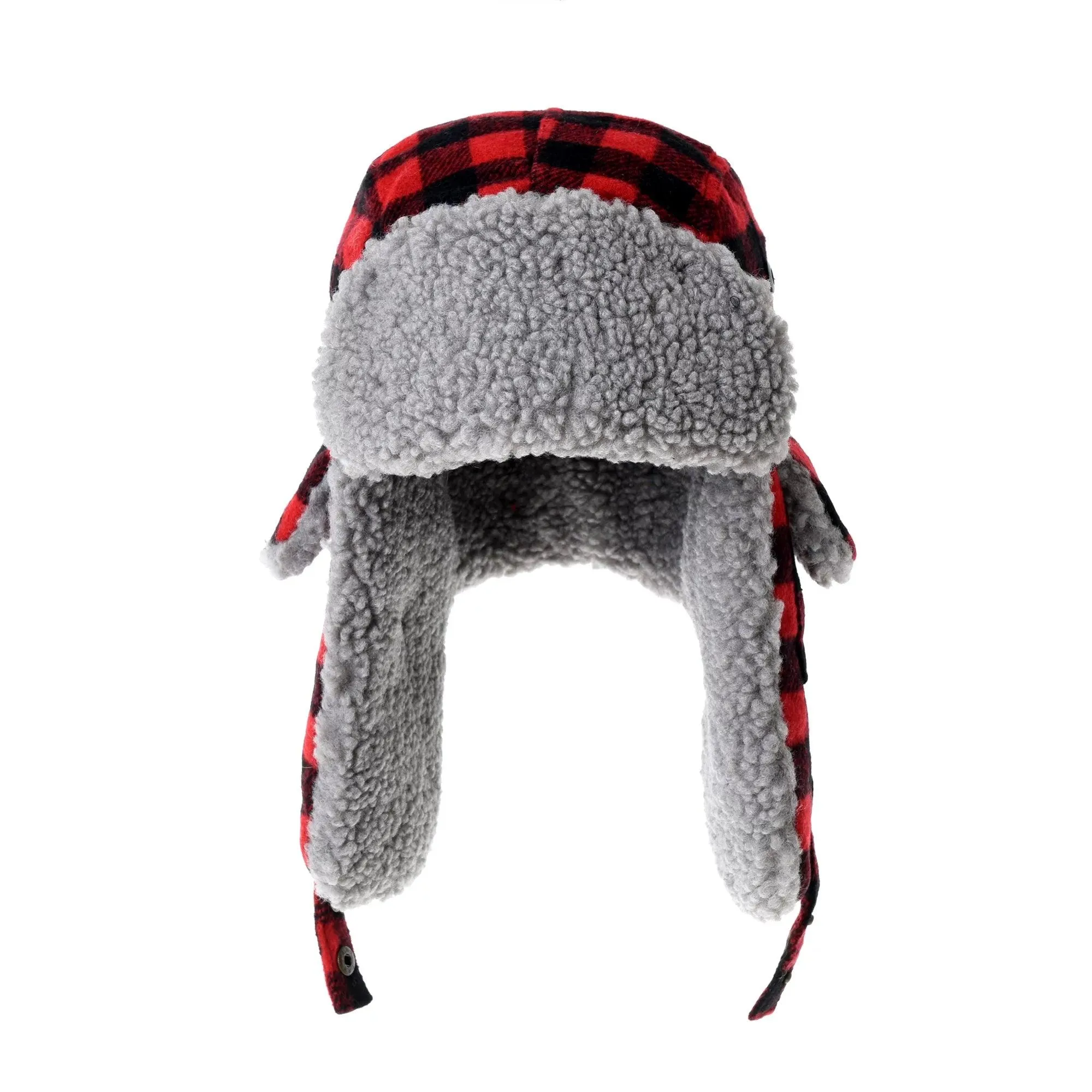 Super Cozy Checkered Red And Black Hat With Ear Flaps