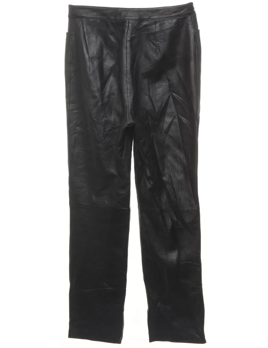Tapered Leather Black Trousers - W31 L31
