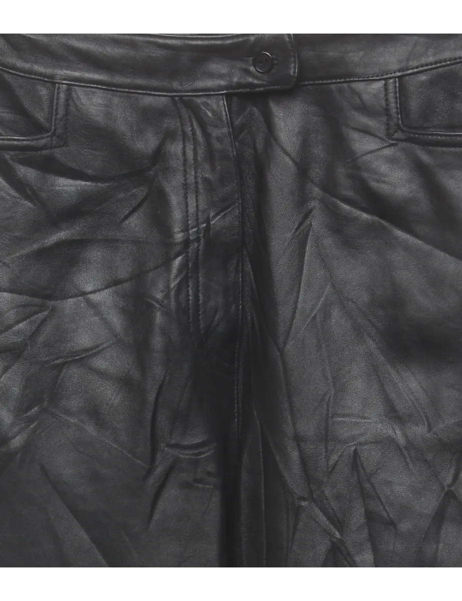 Tapered Leather Black Trousers - W31 L31