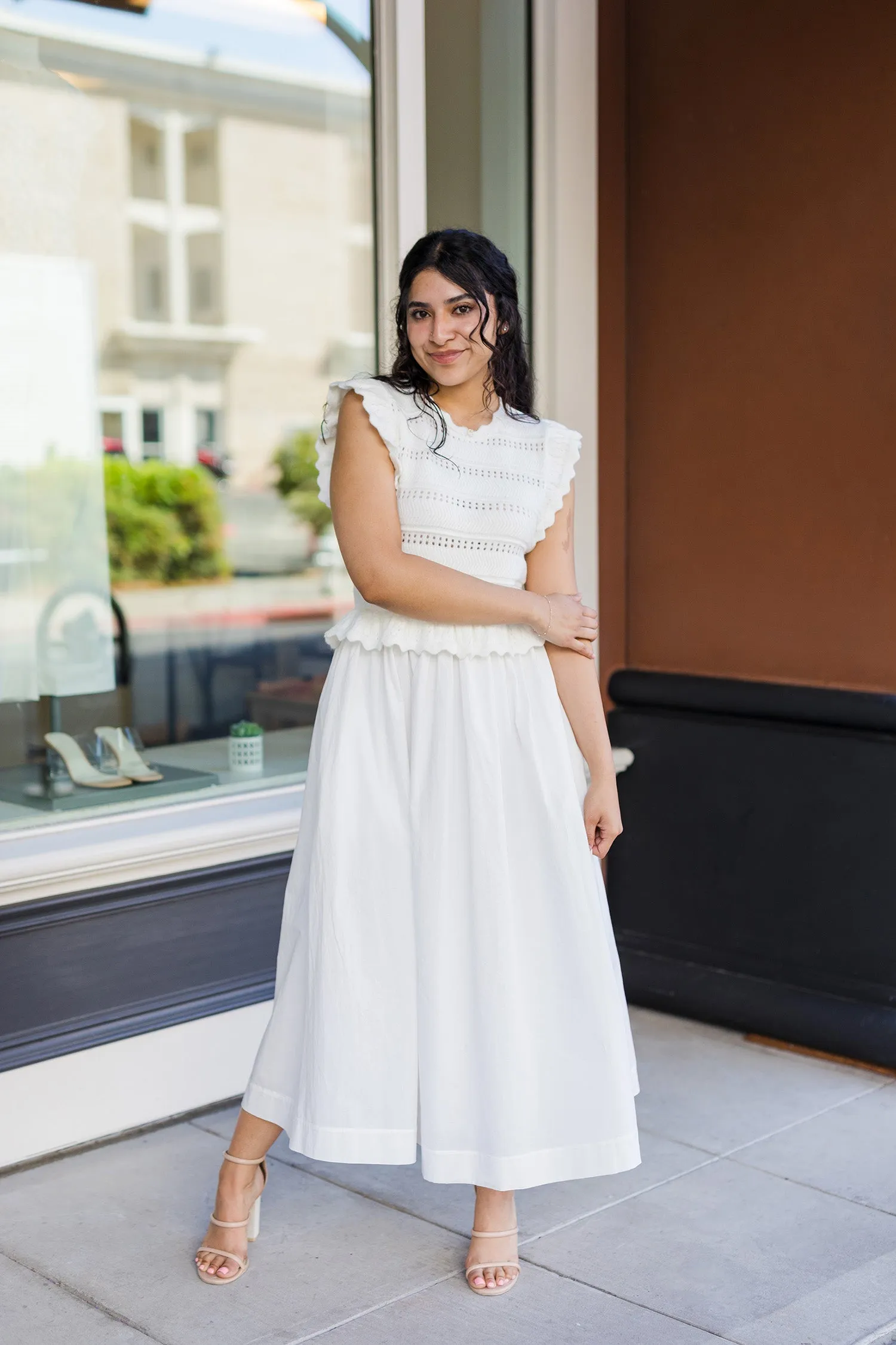 The Meant To Be Off-White Knit Top Midi Dress