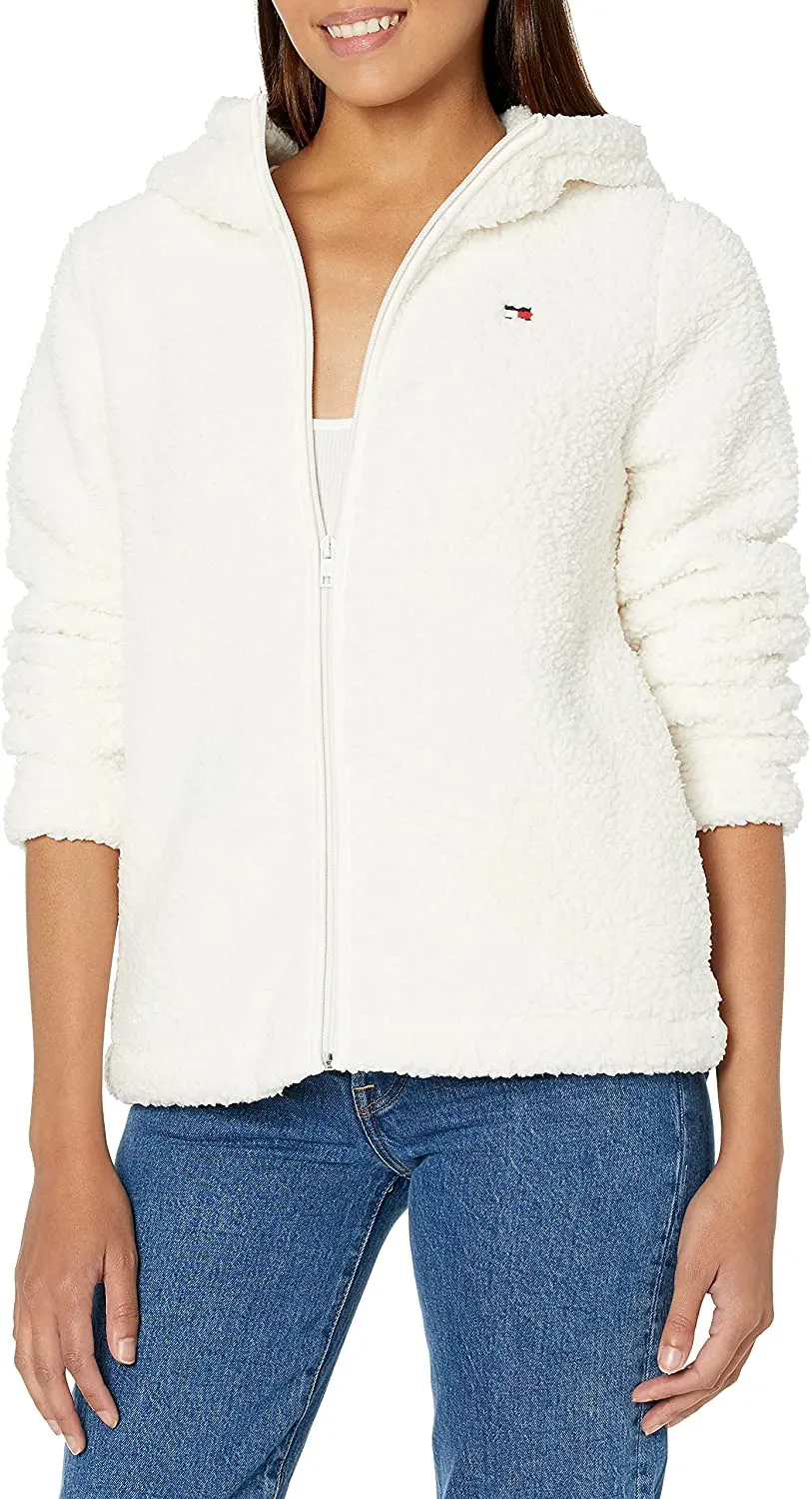 Tommy Hilfiger Sherpa Pullover Jacket In Lthtr Fawn full zip
