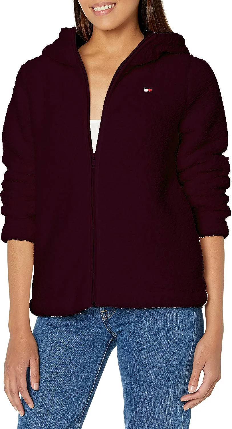 Tommy Hilfiger Sherpa Pullover Jacket In Lthtr Fawn full zip