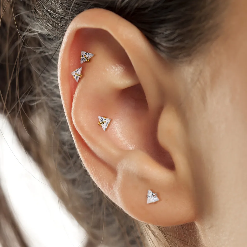 Triangle Gemstone Stud
