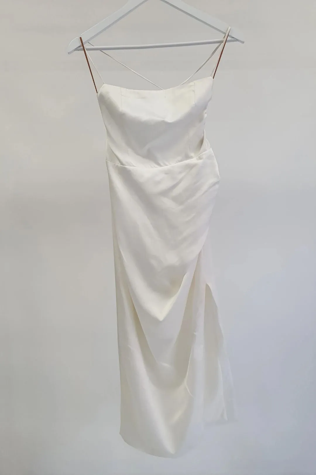 White Backless Midi Dress