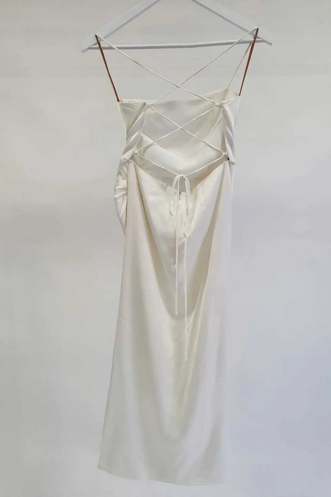 White Backless Midi Dress