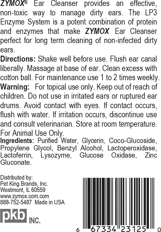 Zymox Ear Cleanser for Dogs & Cats 4oz