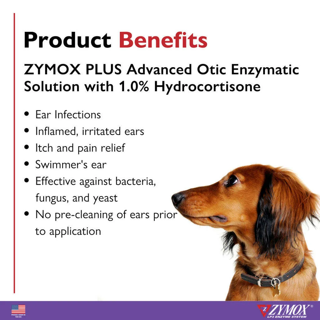 ZYMOX Plus Advanced Otic Enzymatic Solution With 1% Hydrocortisone (1.25 oz)